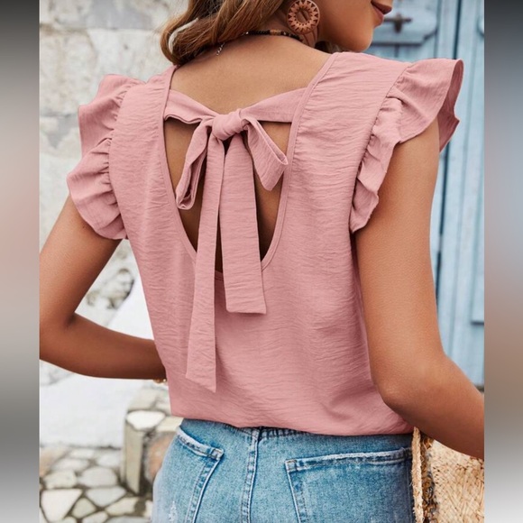 Boho Pink Toe Back Blouse - Picture 1 of 5